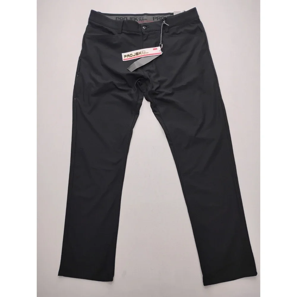 Projek Raw Pants Men's 36x32 Classic Fit Straight Leg‎ Elastic Waist Chino Black